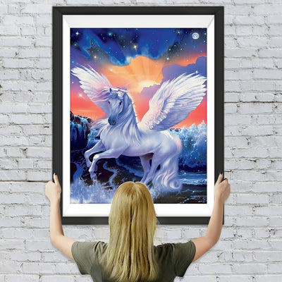 Weißes Einhorn mit Flügeln Diamond Painting