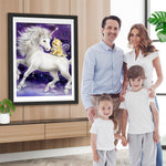 Weißes Einhorn und Katze Diamond Painting