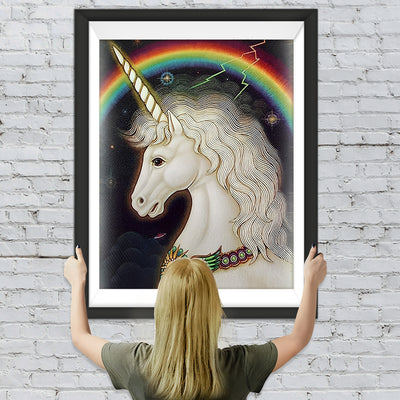 Weißes Einhorn und Regenbogen Diamond Painting