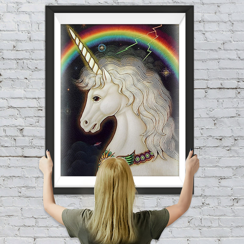 Weißes Einhorn und Regenbogen Diamond Painting