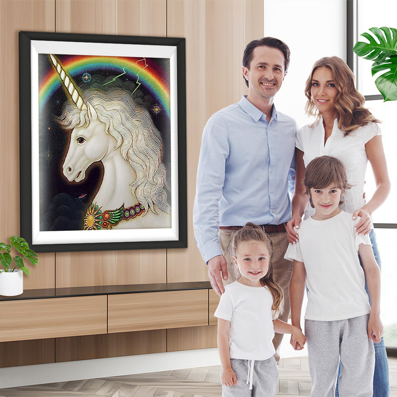 Weißes Einhorn und Regenbogen Diamond Painting