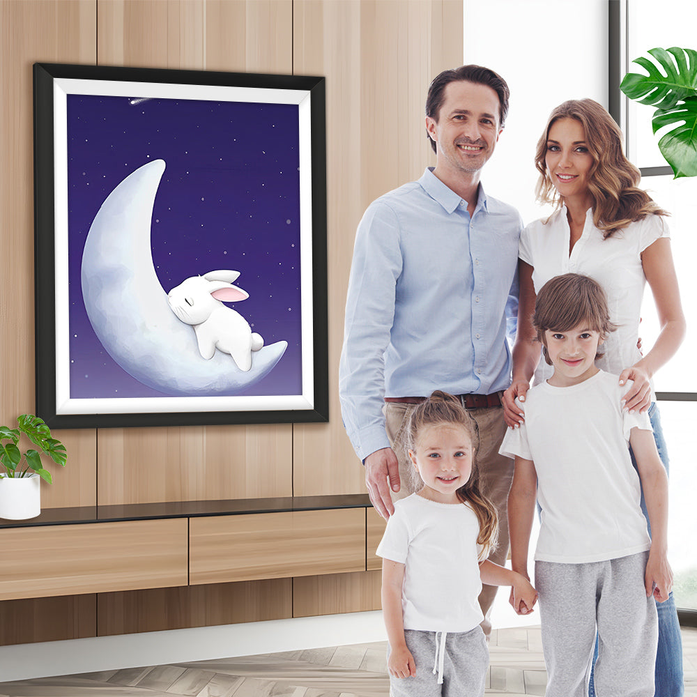 Weißes Kaninchen auf dem Mond Diamond Painting