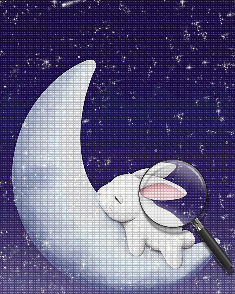 Weißes Kaninchen auf dem Mond Diamond Painting