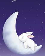 Weißes Kaninchen auf dem Mond Diamond Painting