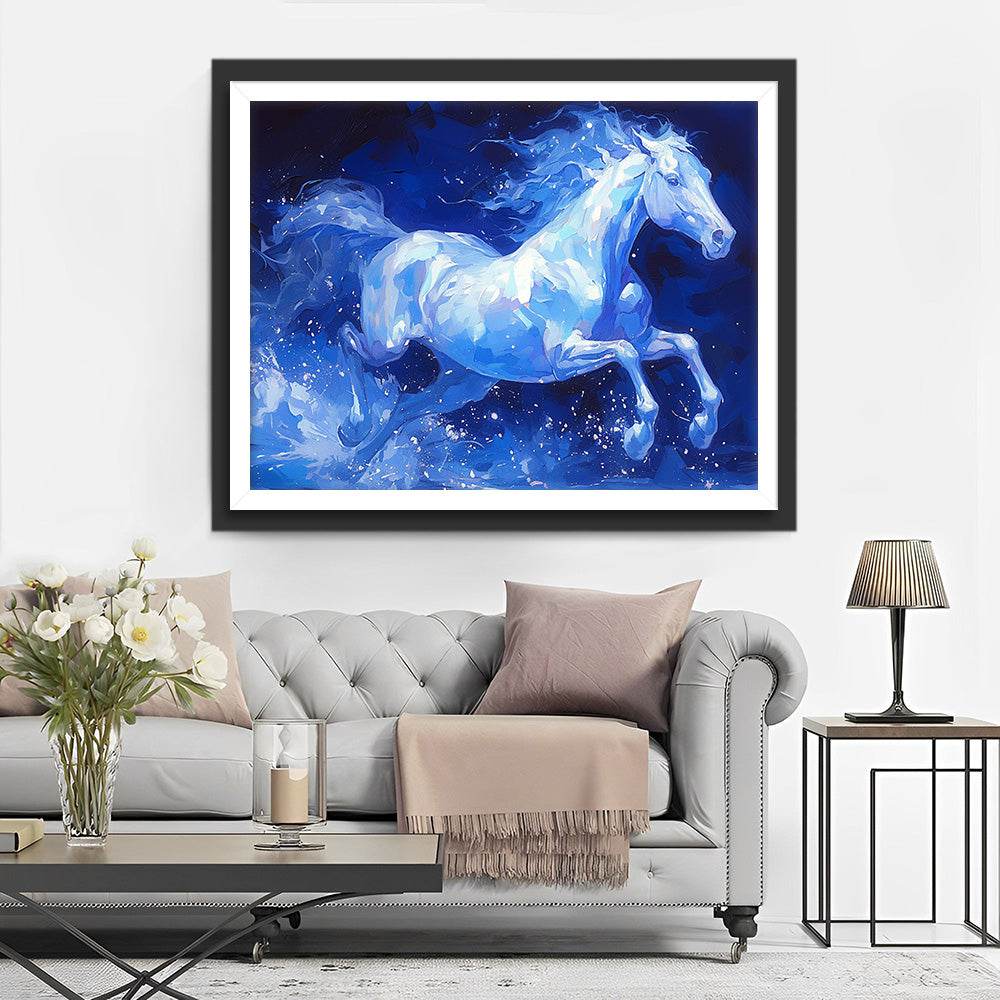 Weißes Pferd läuft Diamond Painting