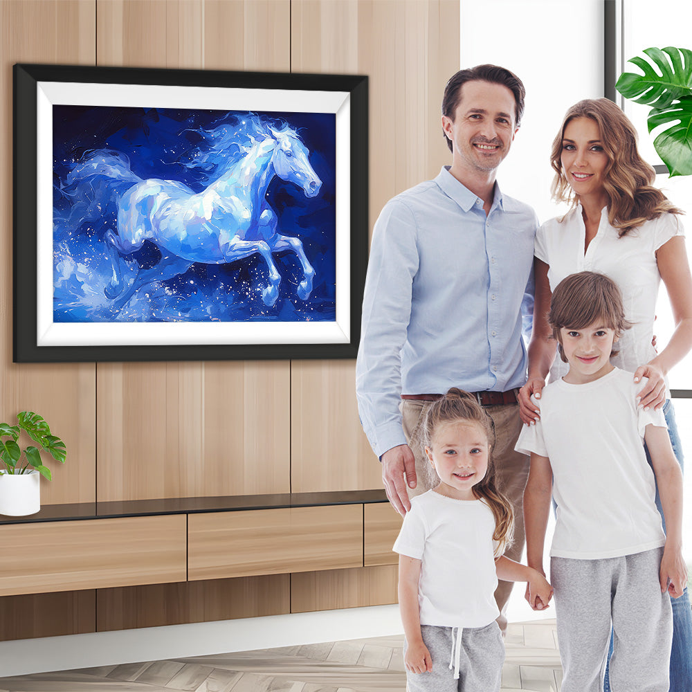 Weißes Pferd läuft Diamond Painting