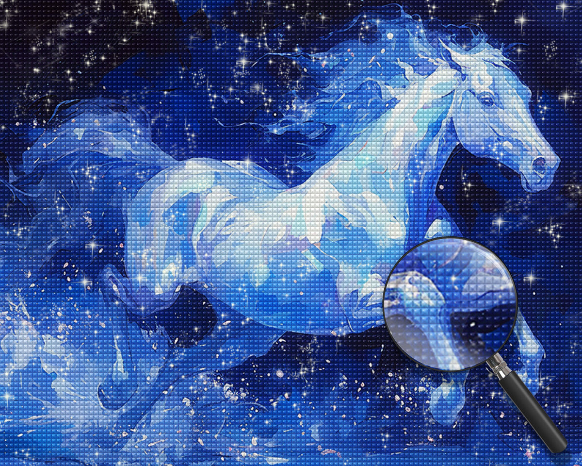 Weißes Pferd läuft Diamond Painting