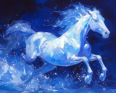 Weißes Pferd läuft Diamond Painting