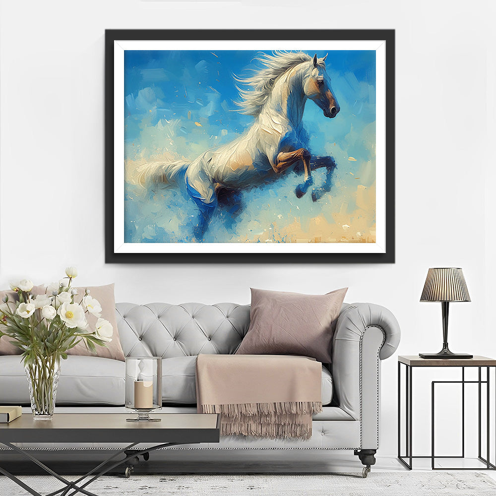 Weißes Pferd Springen Diamond Painting