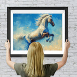 Weißes Pferd Springen Diamond Painting