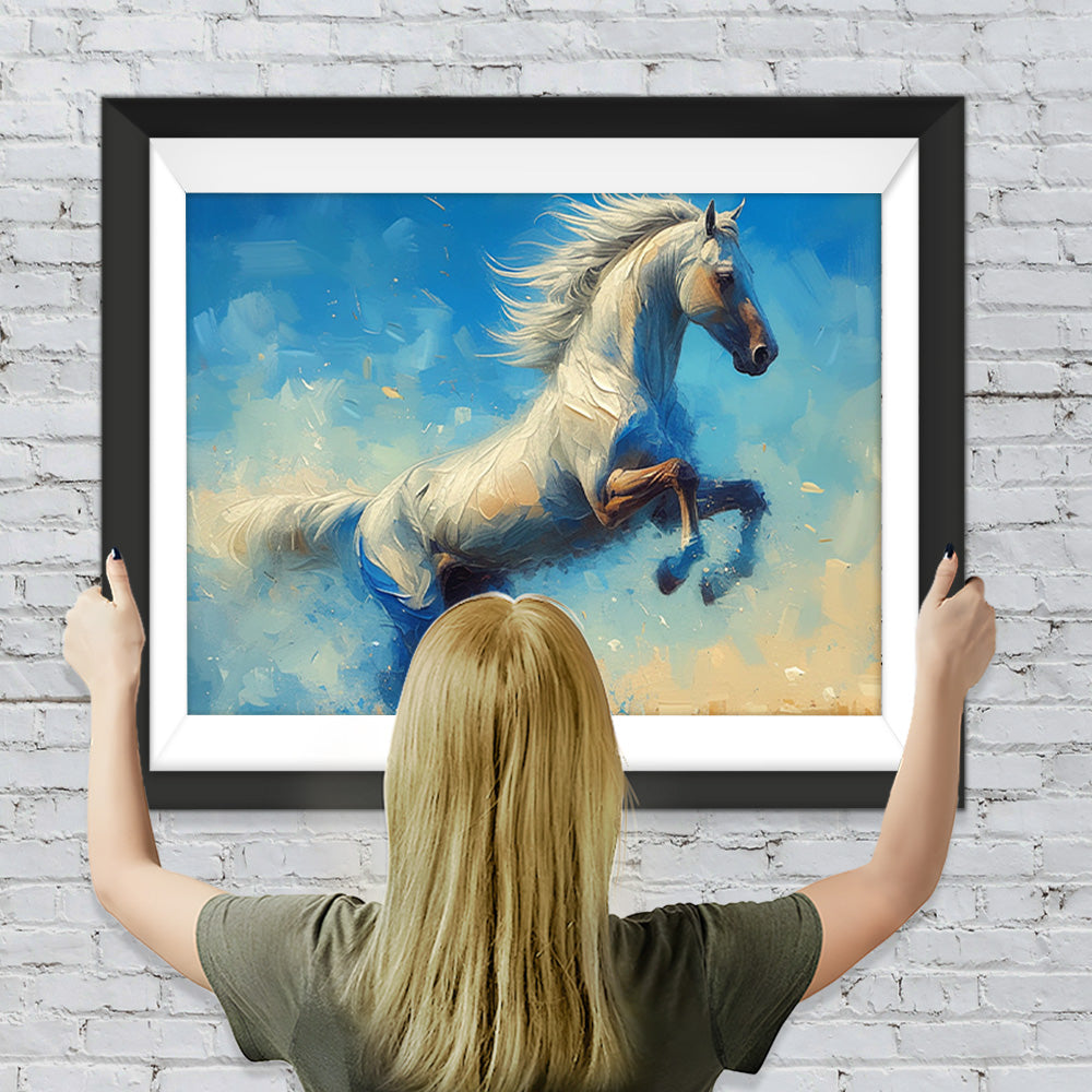 Weißes Pferd Springen Diamond Painting