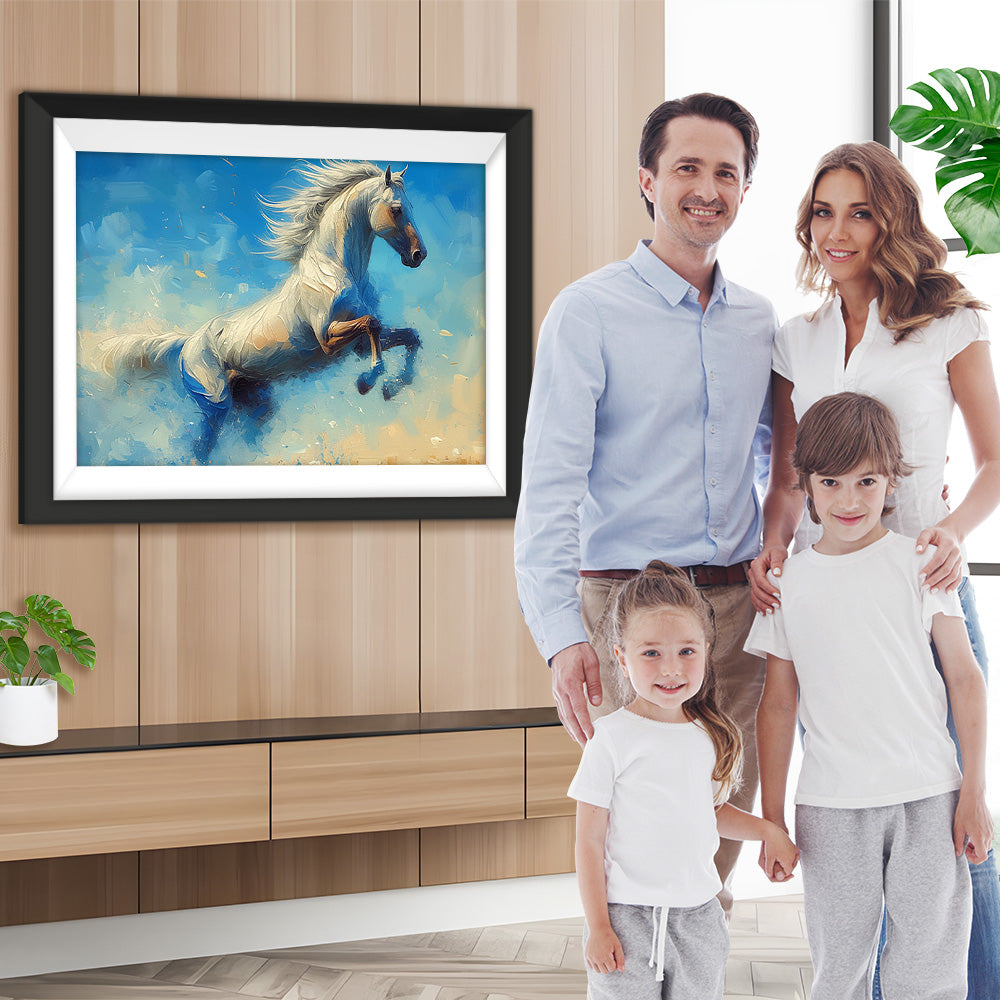 Weißes Pferd Springen Diamond Painting