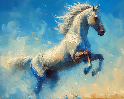 Weißes Pferd Springen Diamond Painting