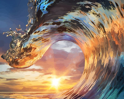 Welle und Sonne Diamond Painting