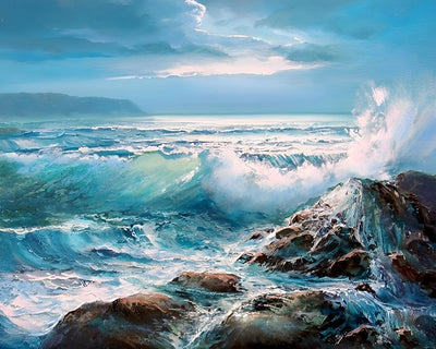 Wellen plätschern an den Felsen Diamond Painting