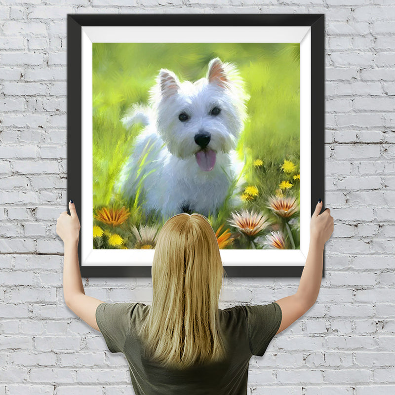 Westie-Hund auf dem Gras Diamond Painting