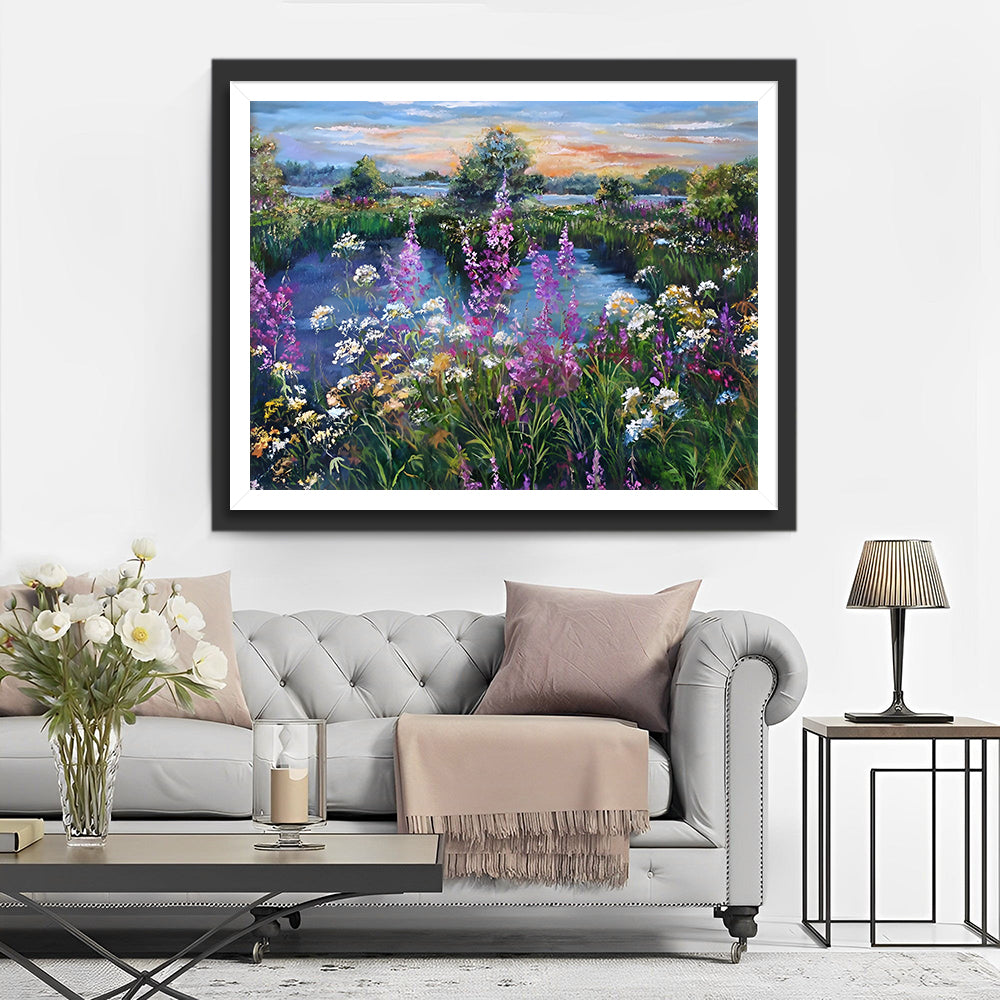 Wildblumen am See Diamond Painting