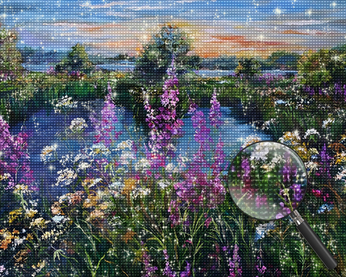 Wildblumen am See Diamond Painting