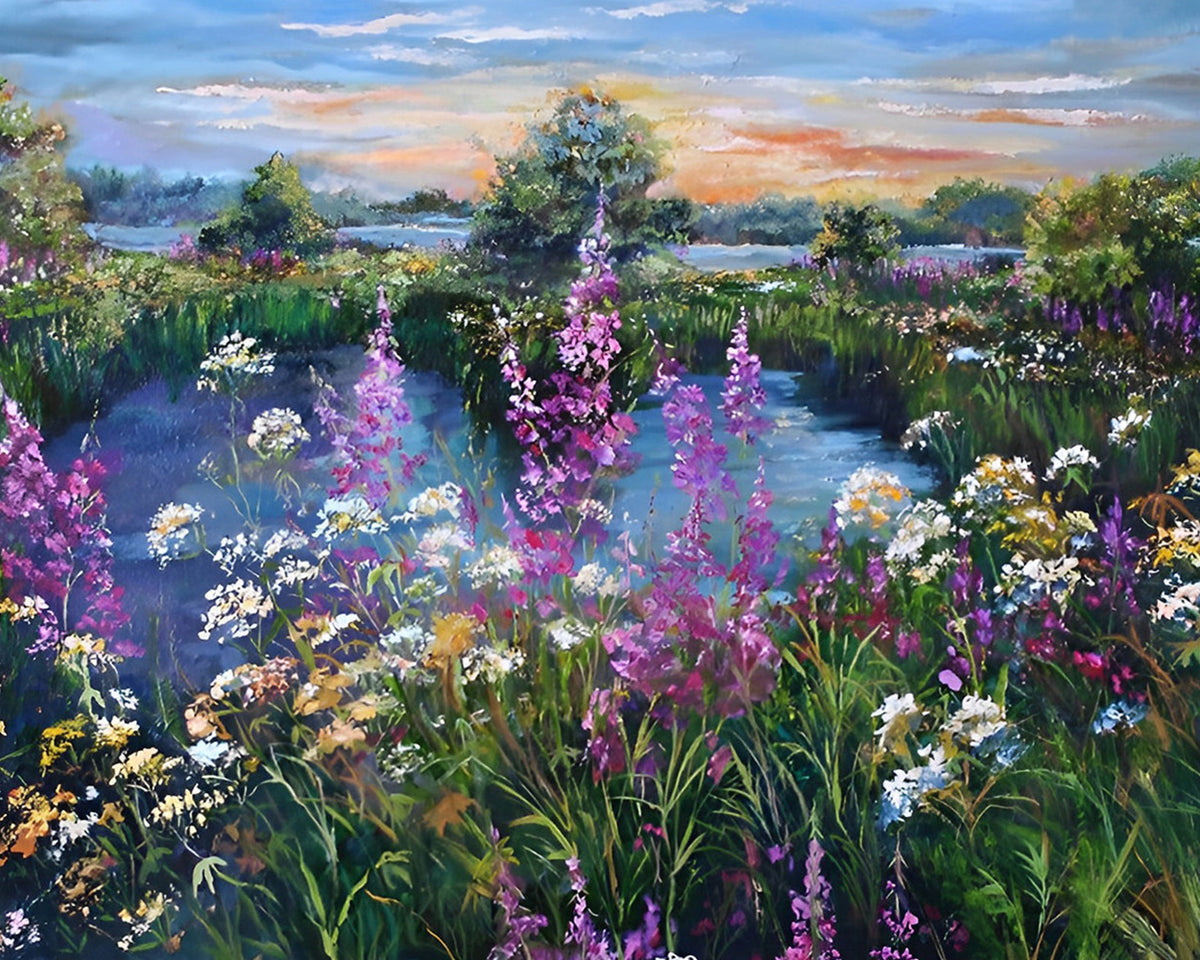 Wildblumen am See Diamond Painting