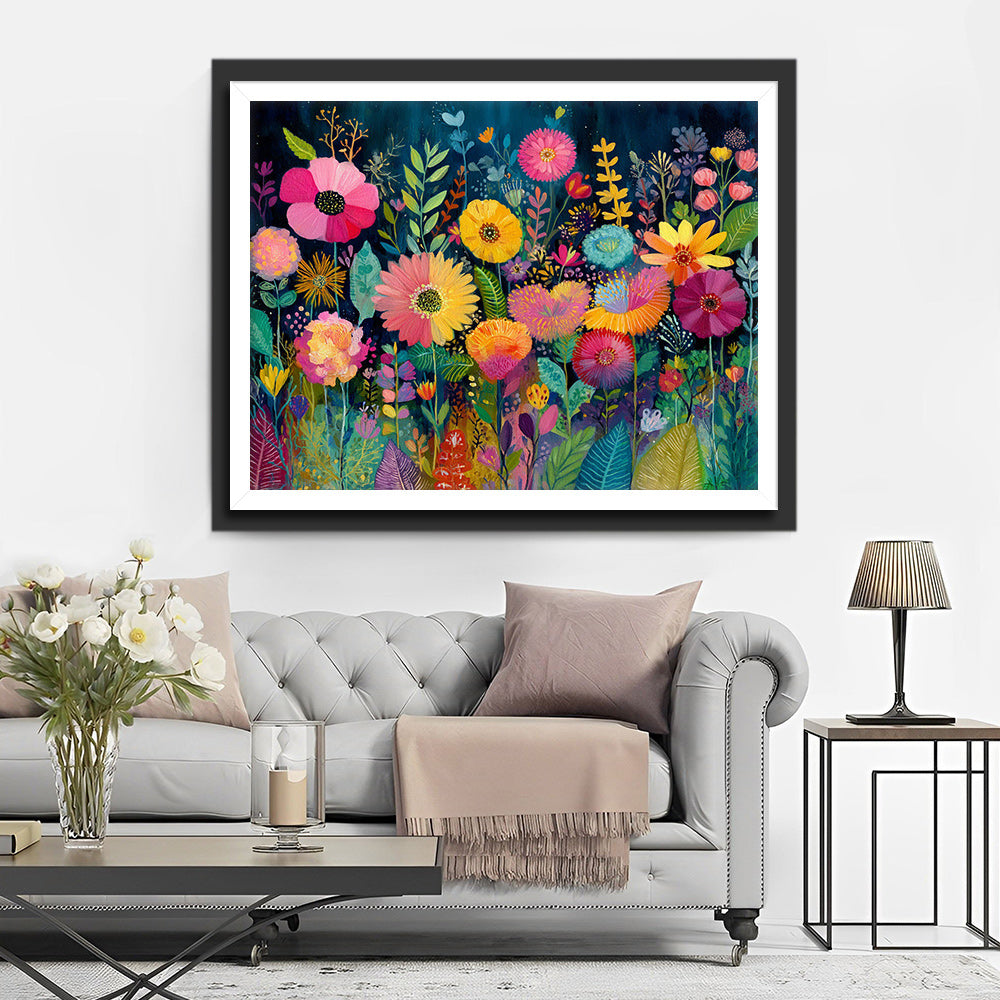 Wildblumenillustrationen in leuchtenden Farben Diamond Painting