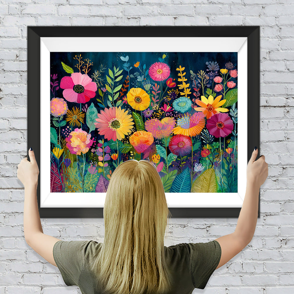 Wildblumenillustrationen in leuchtenden Farben Diamond Painting