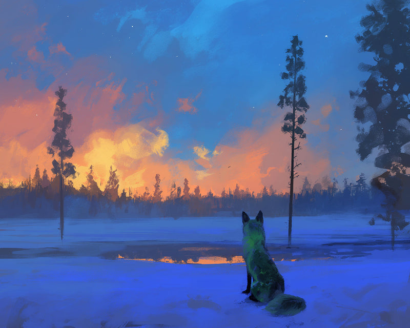 Wilder Wolf starrt auf Waldbrand in der Ferne Diamond Painting