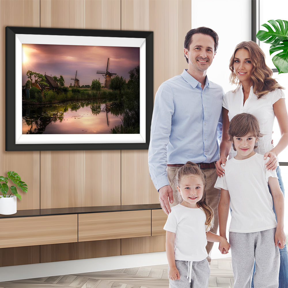 Windmühlen in der Abenddämmerung Diamond Painting