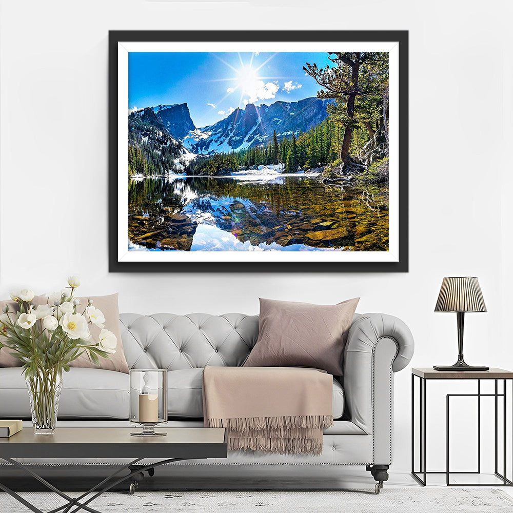Winterberge und See unter der Sonne Diamond Painting