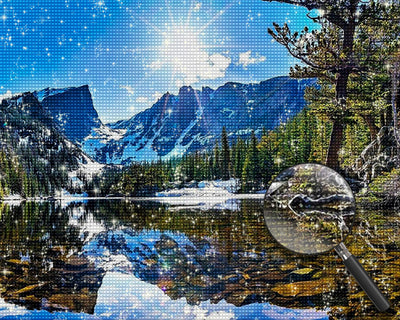 Winterberge und See unter der Sonne Diamond Painting