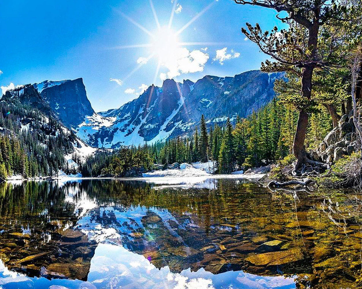 Winterberge und See unter der Sonne Diamond Painting