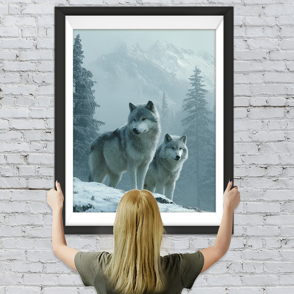 Wölfe auf dem Schneeberg Diamond Painting