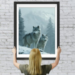 Wölfe auf dem Schneeberg Diamond Painting