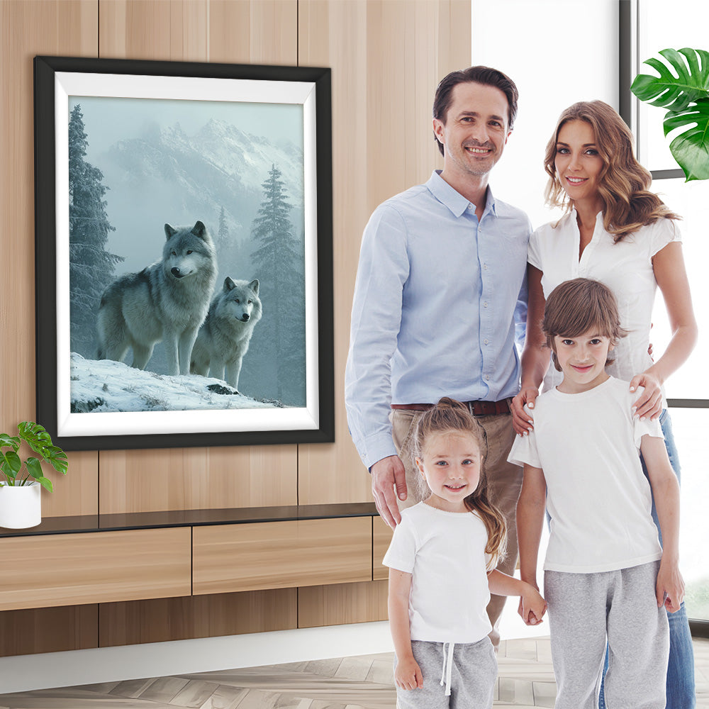 Wölfe auf dem Schneeberg Diamond Painting