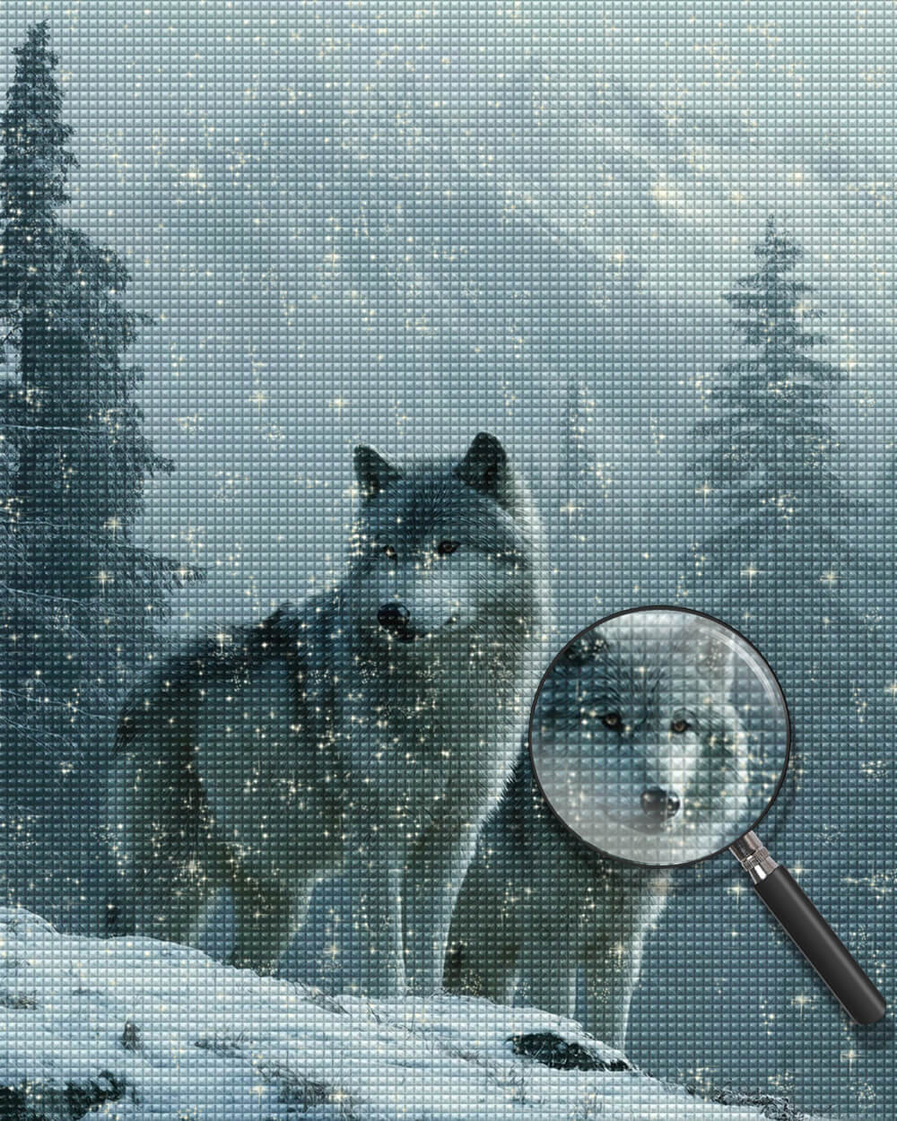 Wölfe auf dem Schneeberg Diamond Painting