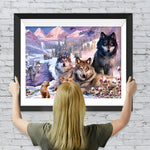 Wölfe auf dem Schneefeld Diamond Painting