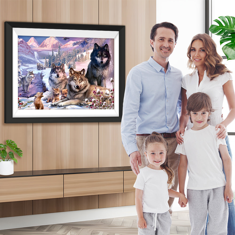 Wölfe auf dem Schneefeld Diamond Painting