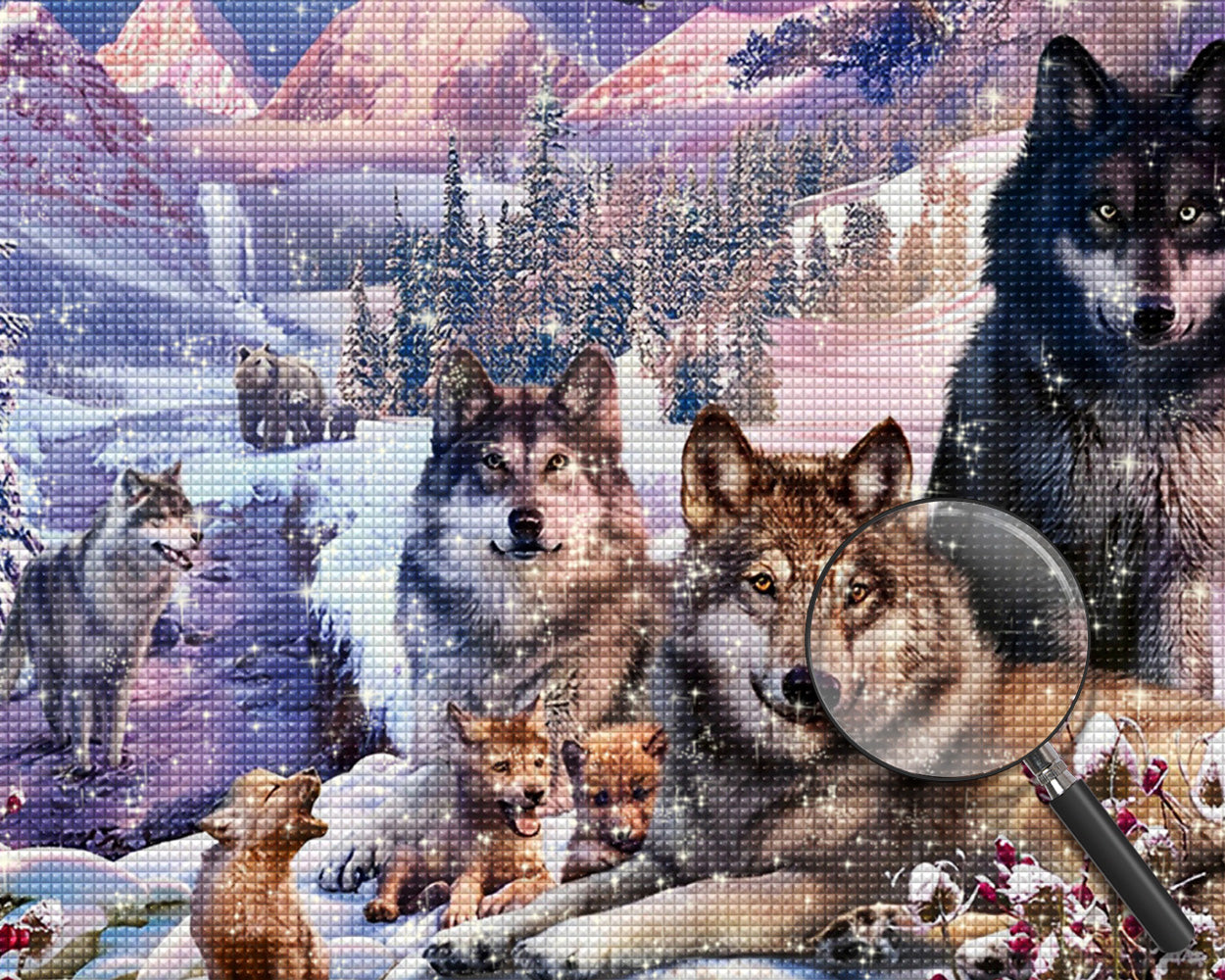 Wölfe auf dem Schneefeld Diamond Painting