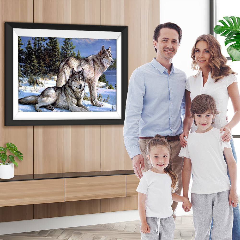 Wölfe im Schnee Diamond Painting