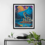 Wölfe in den Bergen bei Nacht Diamond Painting