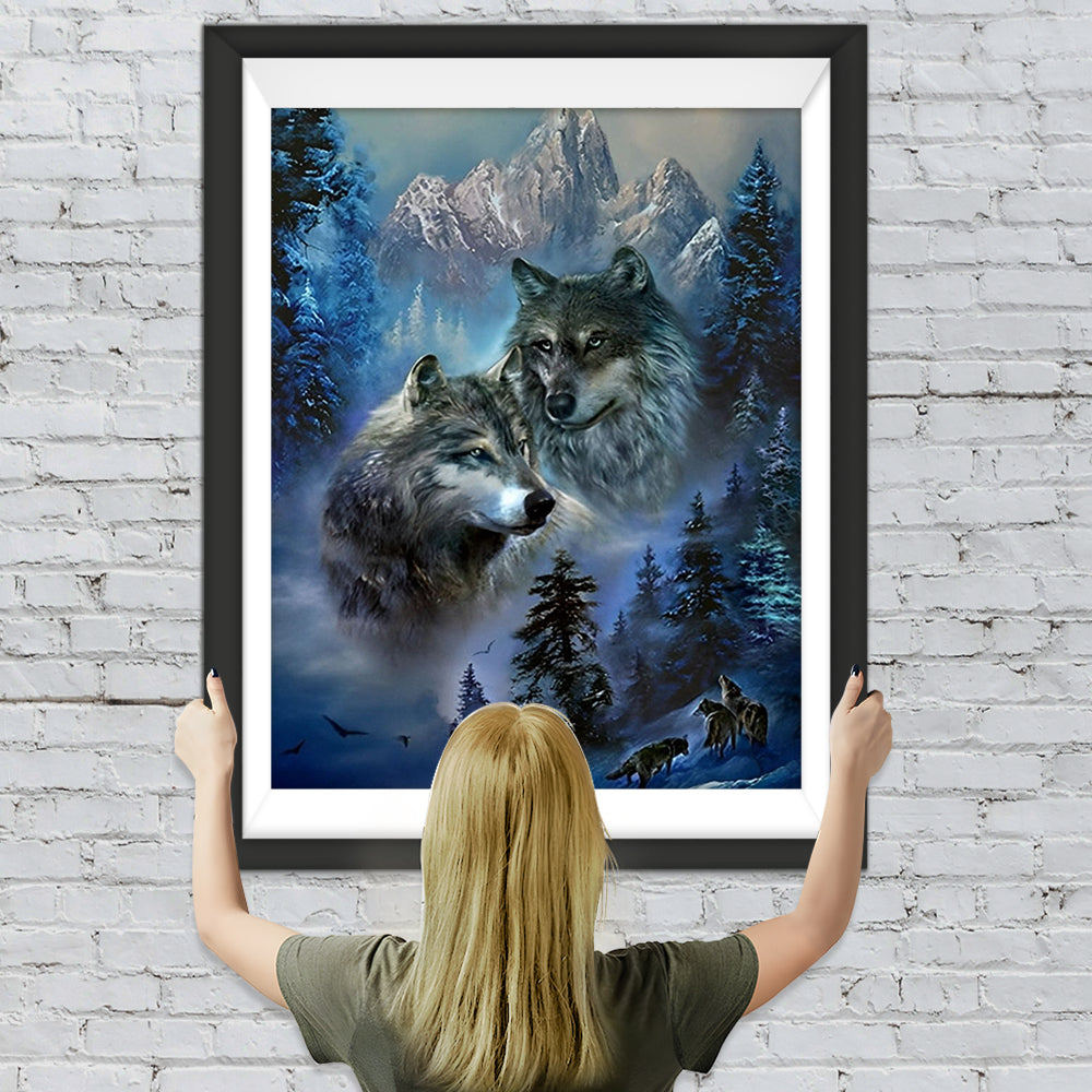 Wölfe in den Bergen Diamond Painting