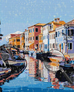 Wohngebäude und Schiffe Diamond Painting