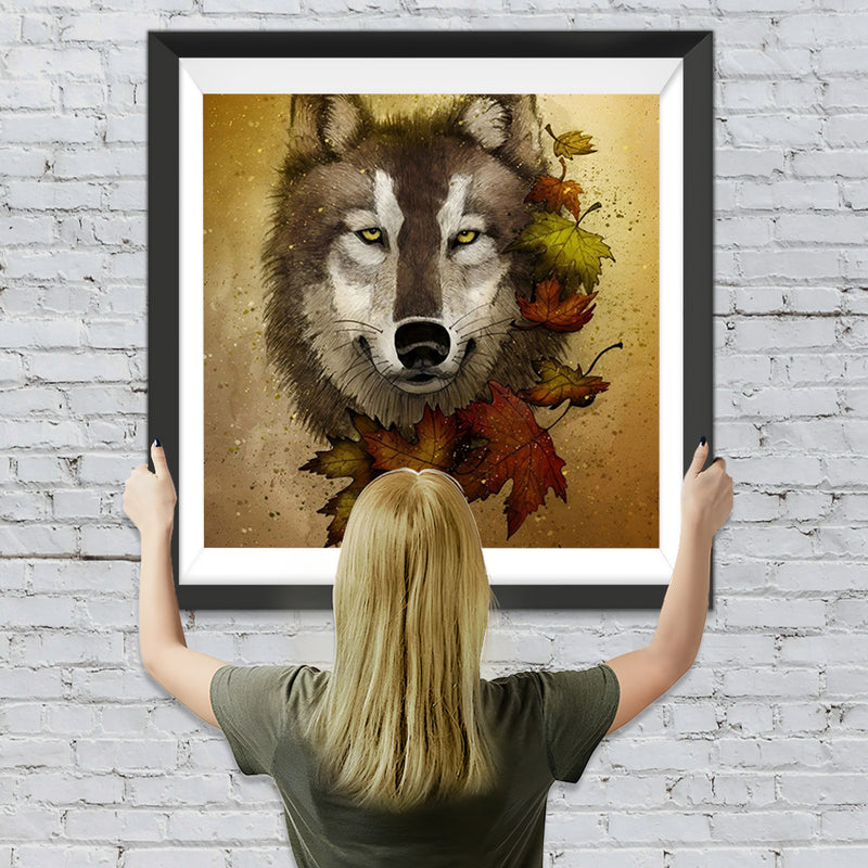 Wolf Ahornblätter Diamond Painting