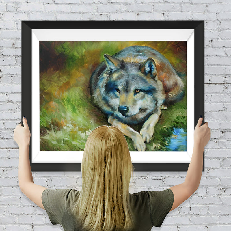 Wolf auf der Wiese Diamond Painting