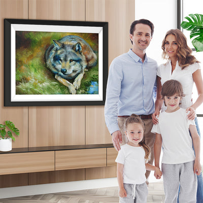 Wolf auf der Wiese Diamond Painting