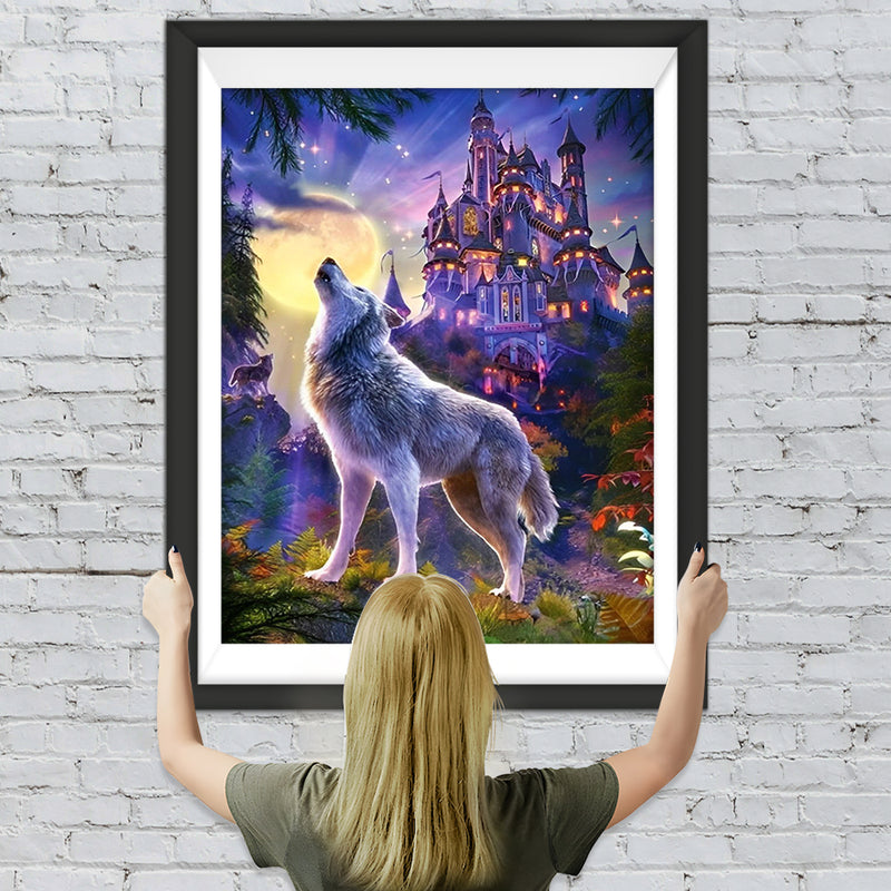 Wolf außerhalb des Schloss Diamond Painting