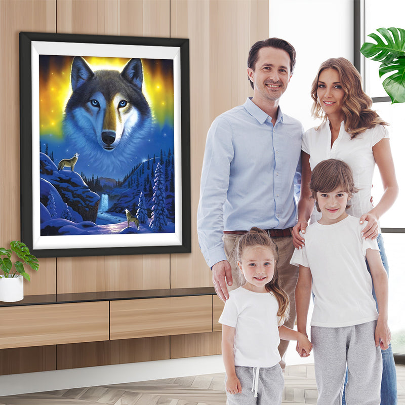 Wolf im Polarlicht Diamond Painting