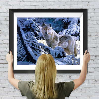 Wolf im Schnee Diamond Painting