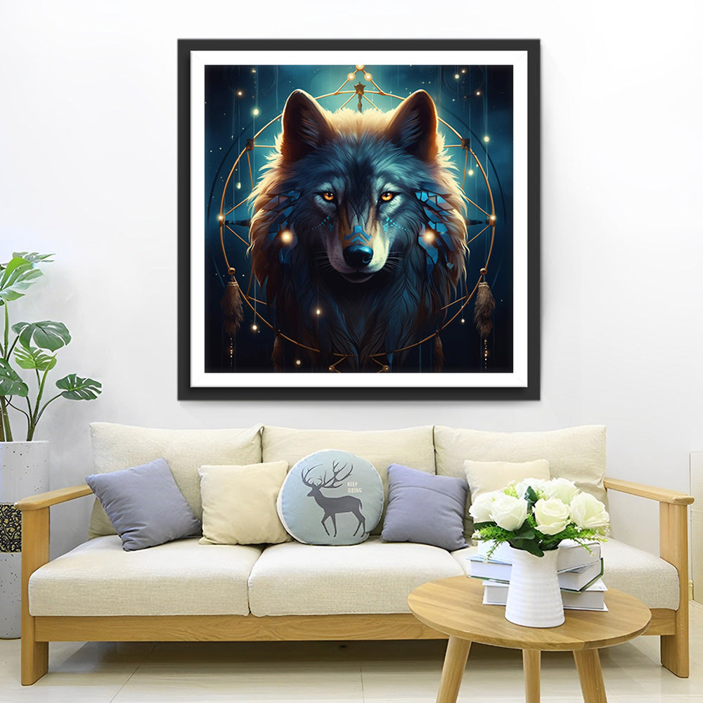 Wolf im Traumfänger Diamond Painting