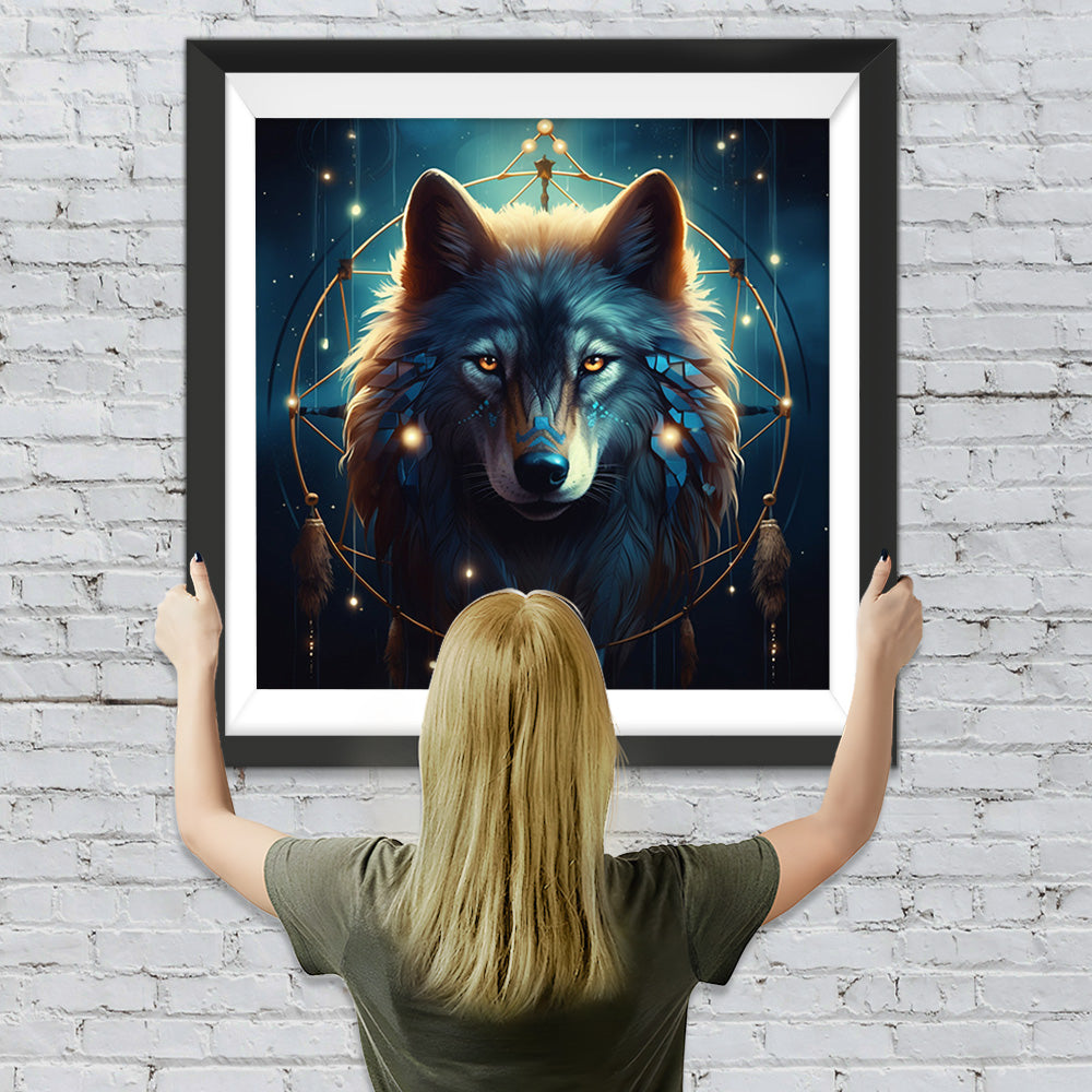 Wolf im Traumfänger Diamond Painting