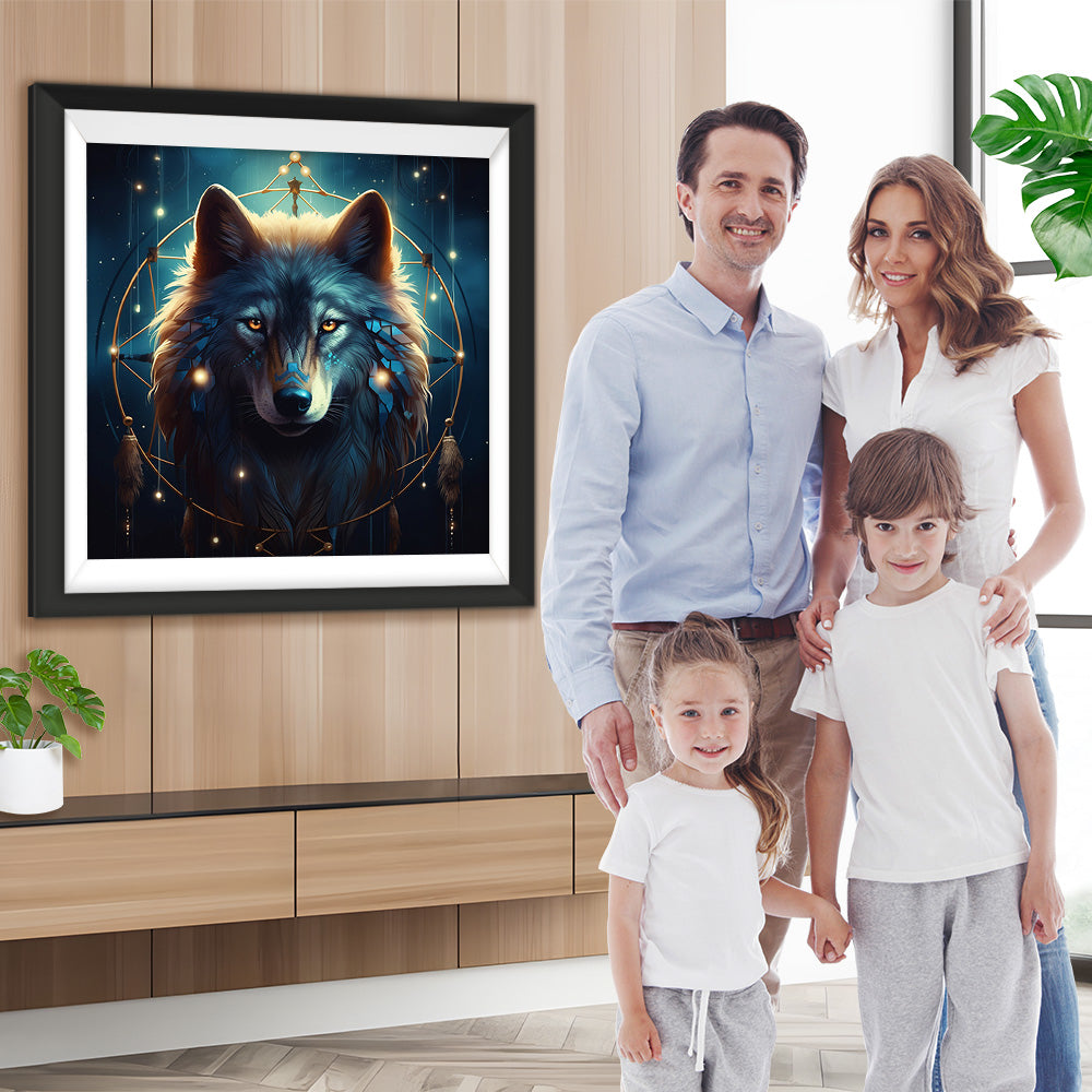 Wolf im Traumfänger Diamond Painting